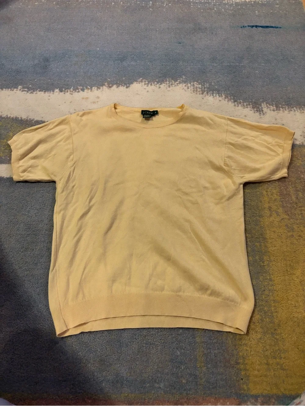 J. Crew Short Sleeve Crewneck Sweater in Pale Yellow, medium